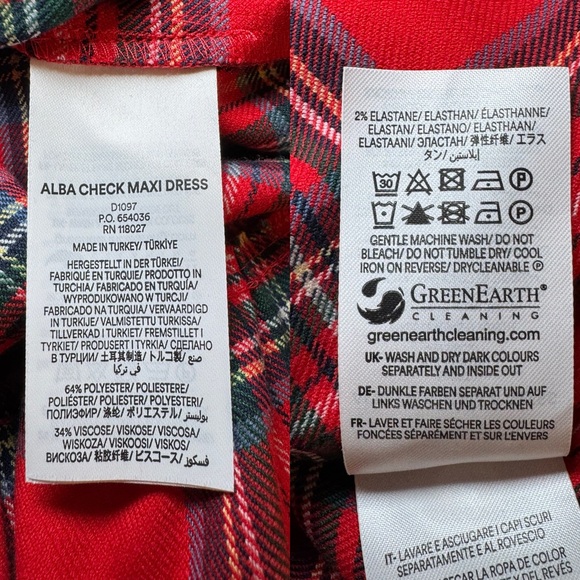 Boden Alba Check Tie Waist Long Sleeve Maxi Dress Size 2 - Picture 13 of 16